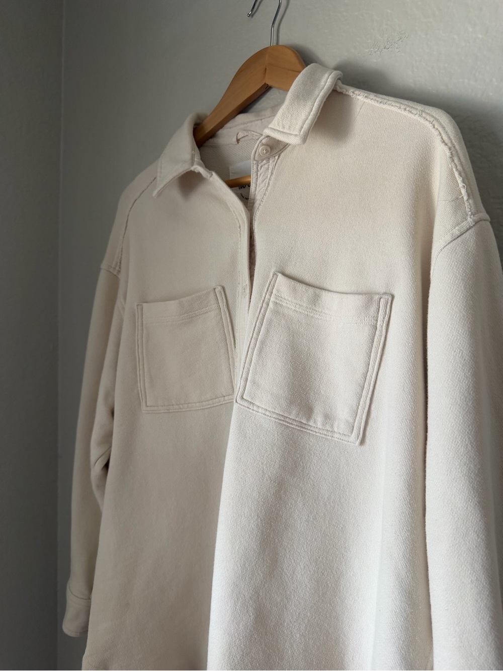 Aerie LumberJane Oversized Shirt Jacket Toasted Coconut Size Small Cozy Layering - Picture 4 of 7
